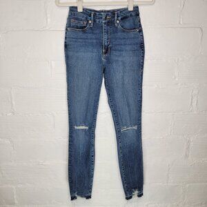 Good American Women's Size 4 Jeans Good Legs Distressed Raw Hem